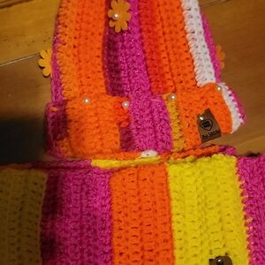 Vibrant Knit Scarf and Hat Set by